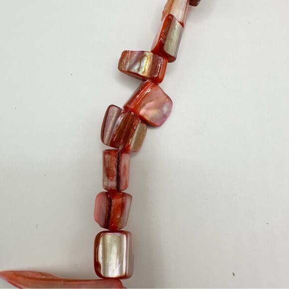 Pink Mother of Pearl Spike Shard Shell Bib Statement Necklace Beach Resort Beach - Picture 4 of 10